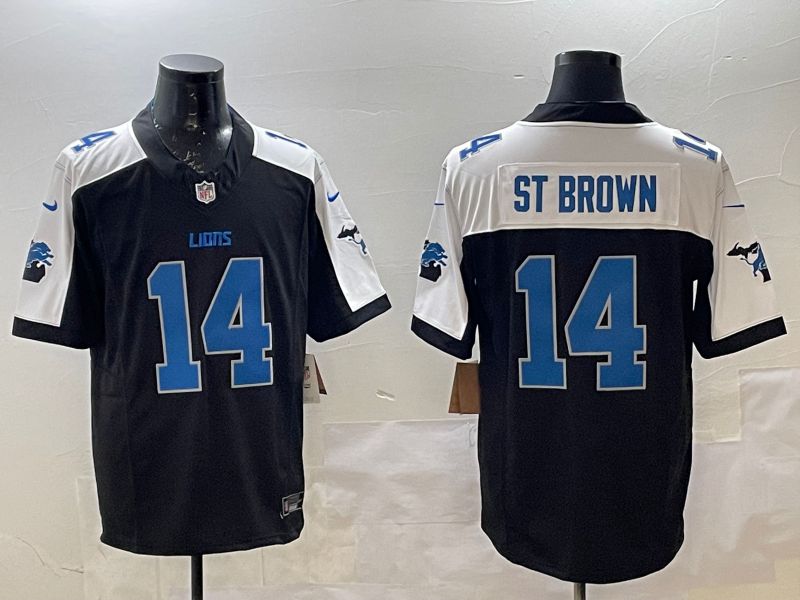 Men Detroit Lions #14 St Brown Black Thanksgiving three generations 2025 Nike Limited NFL Jersey style 8->detroit lions->NFL Jersey